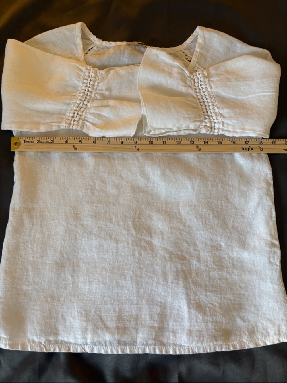 Bellambra White Linen Made Italy Scoop Neck Peasant Lace Tunic Top SZ S - Picture 5 of 6